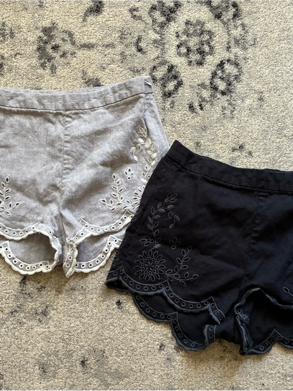 Free People Life’s too short eyelet shorts size 4- Black & Gray high waist